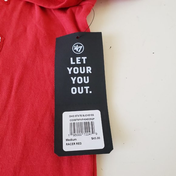 Ohio State Buckeyes T-Shirt Tee Mens Medium Red 47 OSU Sleeve Logo NCAA NWT - Picture 9 of 11